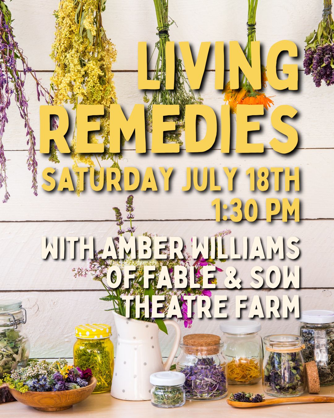 Living Remedies - Foundations of Herbal Medicine with Amber Williams of Fable & Sow Theatre Farm - 7/18 - 1:30PM