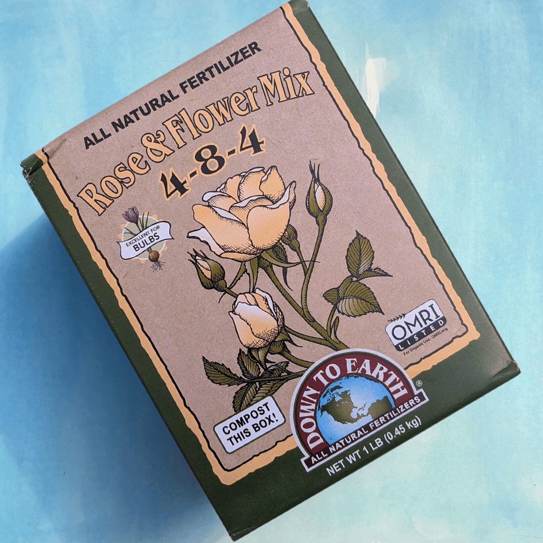 rose plant flowering fertilizer Down to Earth 1 Lb. 4-8-4 Rose & Flower Mix