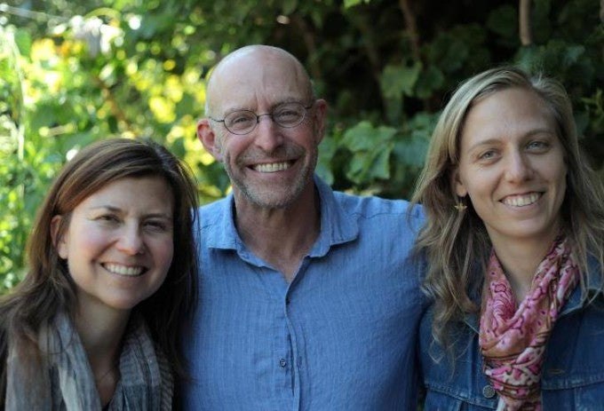 Civil Eats co-founders Paula and Naomi, with food journalist Michael Pollan. Photo by Robin Moore.