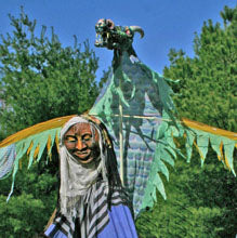 Stone Mountain Masquers in Procession: WiseWoman & AirDragon Beltane 2006.  April 29, Stone Mountain Farm.  (Linda Law)