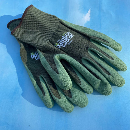 bamboo nitrile gardening gloves Bamboo Rubber Palm Gardener Gloves - Large