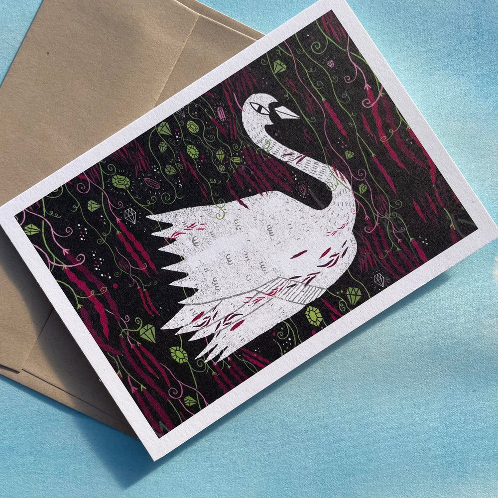 Red Swan Bean Note Card and Envelope