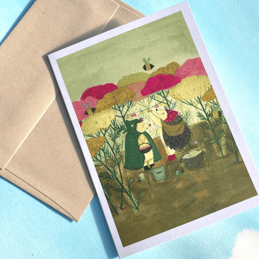 Multi-Hued Yarrow Mix Note Card and Envelope