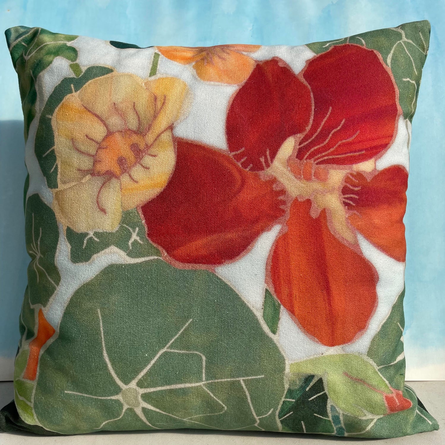 Glorious Gleam Nasturtium Throw Pillow